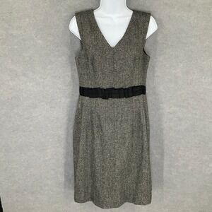 Banana Republic  Dress Women Sz 6 Career Wool‎ Blend Sleeveless Tweed Black